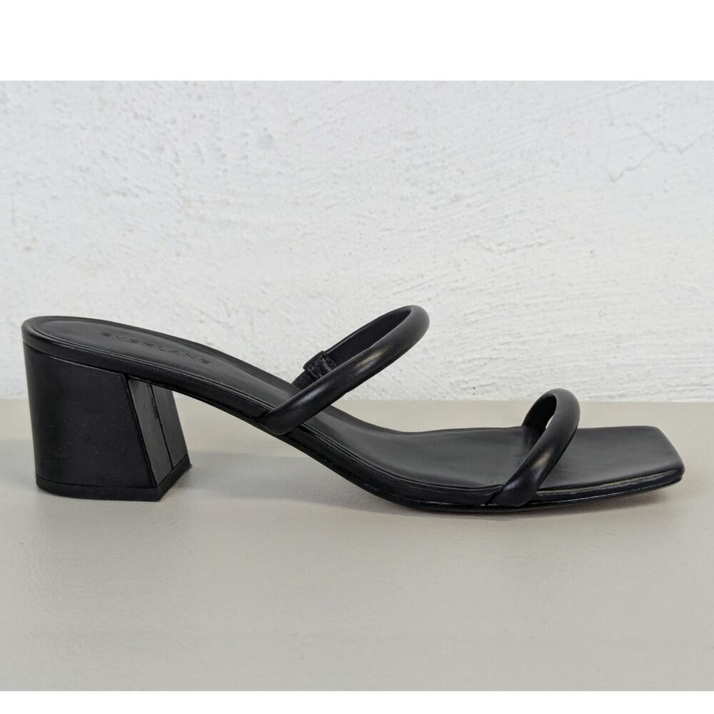 Everlane Double Strap Heel Womens 10 Black Leather Going Out Square Toe Prom New